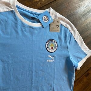 Manchester City Soccer Football FtblHeritage T7 Shirt Tee Large Puma Emblem NWT